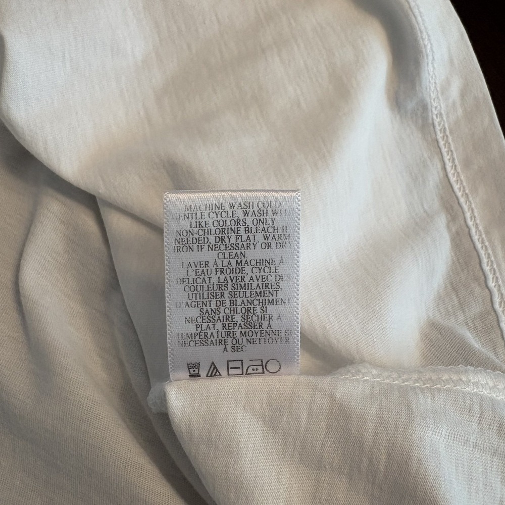 ALC 100% Cotton Ruched Puff Sleeve Top White M Minimalist Chic Career Staple USA - Picture 7 of 8